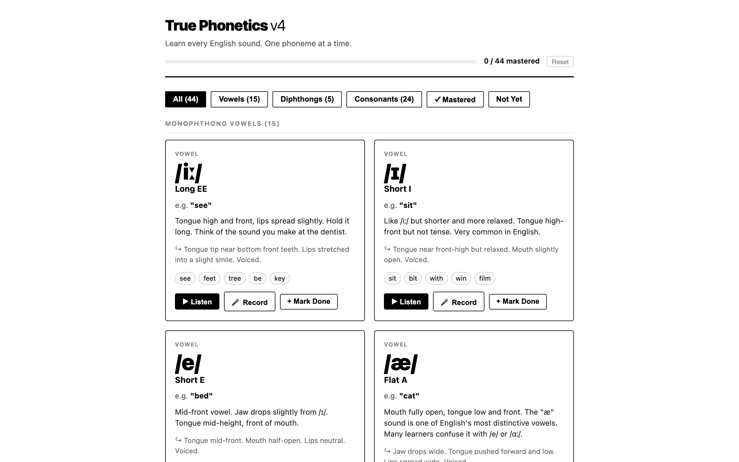 True Phonetics screenshot